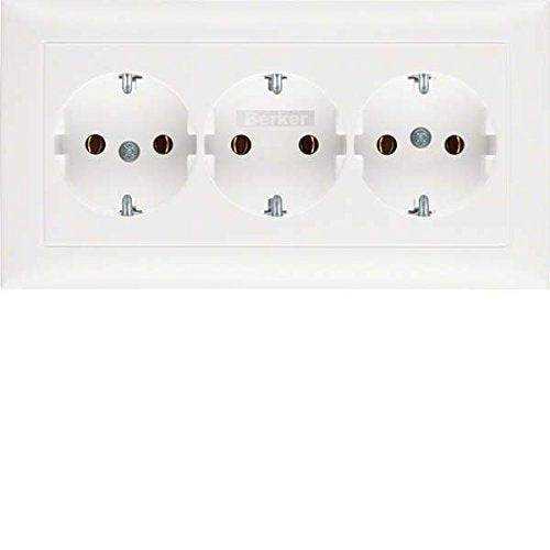 Berker 47661909 3fach-Steckdose SCHUKO mit Abdeckplatte S.1 polarweiß, matt Mesch Shop Berker 47661909 3fach-Steckdose SCHUKO mit Abdeckplatte S.1 polarweiß, matt Mesch Shop